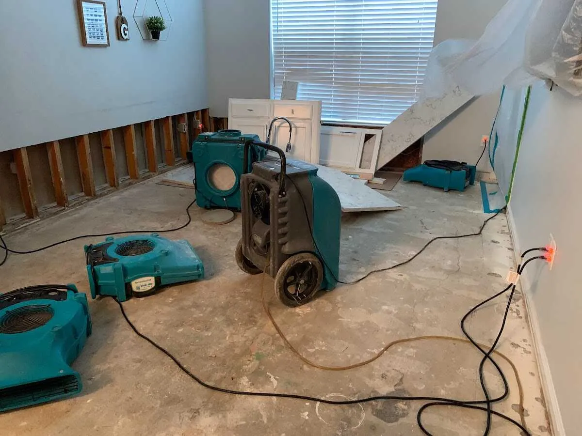 Dehumidifier in flood-cut room for Water Extraction & Removal in Romulus